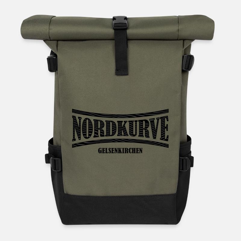 Nordkurve Gelsenkirchen Geschenkidee - Rolltop Rucksack - Olive/Schwarz