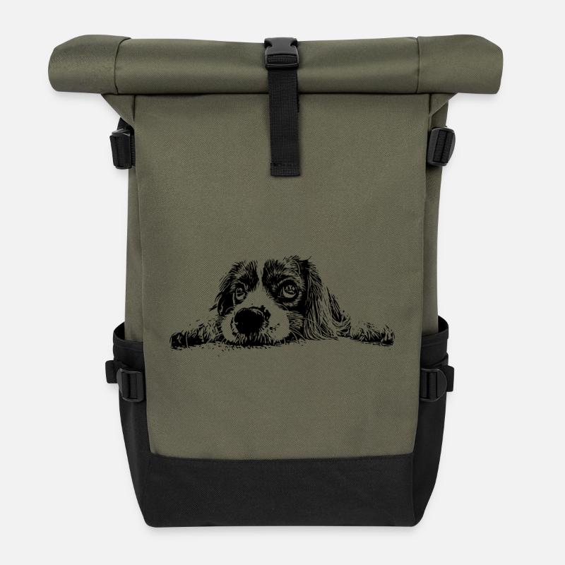 Cocker Spaniel - Rolltop Rucksack - Olive/Schwarz