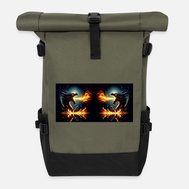Flemish Fight - Roll Top Backpack - olive/black