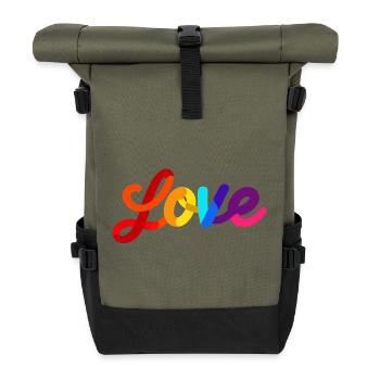 Colorful Love Lettering Design - Roll Top Backpack - olive/black - Front