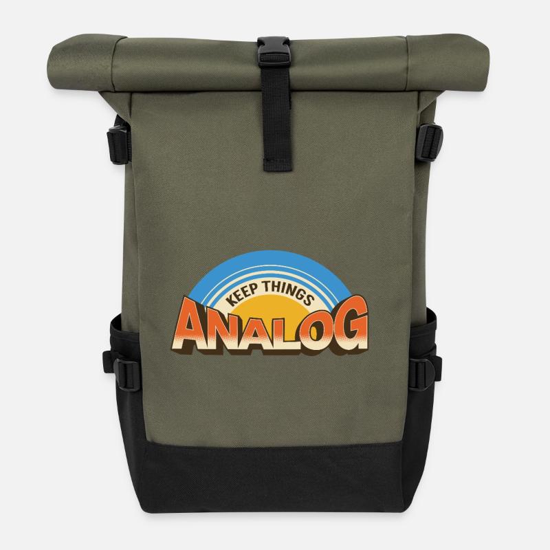 Keep Things Analog – Retro Tech-Statement - Rolltop Rucksack - Olive/Schwarz