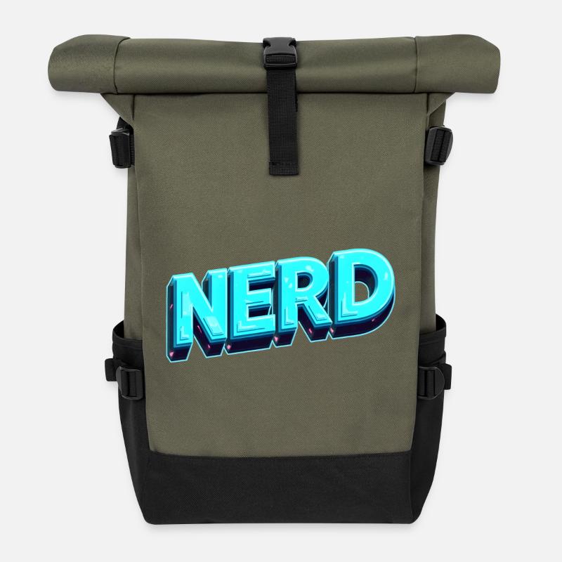 Nerd Neon 3D Retro - Roll Top Backpack - olive/black