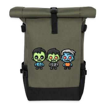 Zombies Halloween Bande dessinée mignonne - Sac à dos roll top - olive/noir - Devant