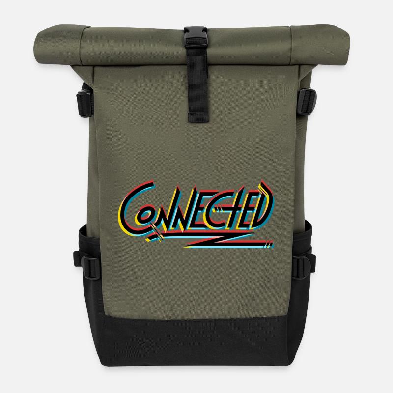 Connected_black_prism - Rolltop Rucksack - Olive/Schwarz