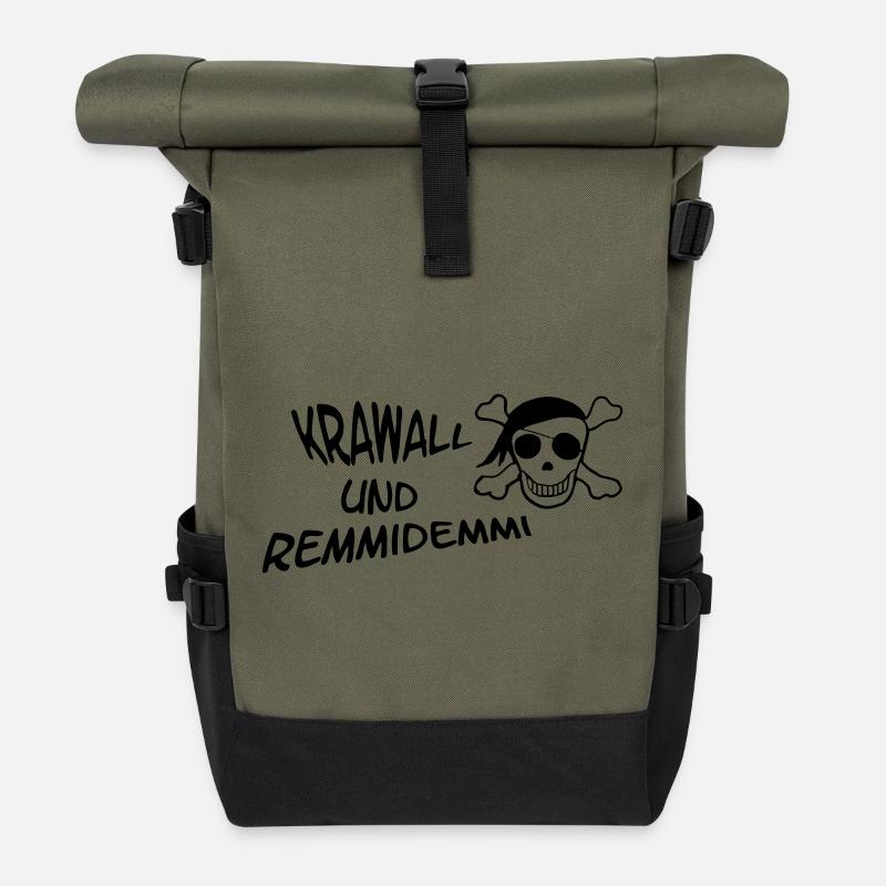 Krawall und Remmidemmi - Rolltop Rucksack - Olive/Schwarz