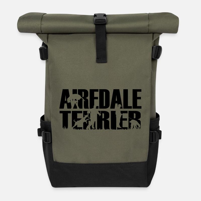 IPO Airedale Terrier Schutzhund - Rolltop Rucksack - Olive/Schwarz