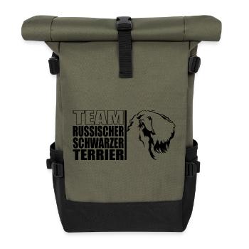 TEAM Russischer Schwarzer Terrier Hunde Wilsigns - Rolltop Rucksack - Olive/Schwarz - Vorne