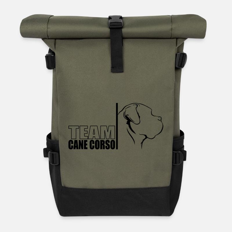 TEAM Cane Corso Hunde Hund Wilsigns - Rolltop Rucksack - Olive/Schwarz