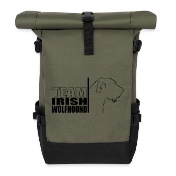 TEAM Irish Wolfhound Hunde Hund Wilsigns - Rolltop Rucksack - Olive/Schwarz - Vorne