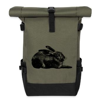 Hase / european hare / rabbit - Roll Top Backpack - olive/black - Front