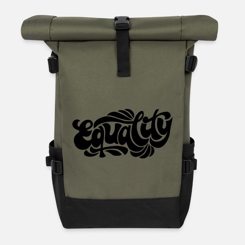 Equality – Feminist Statement Design - Roll Top Backpack - olive/black