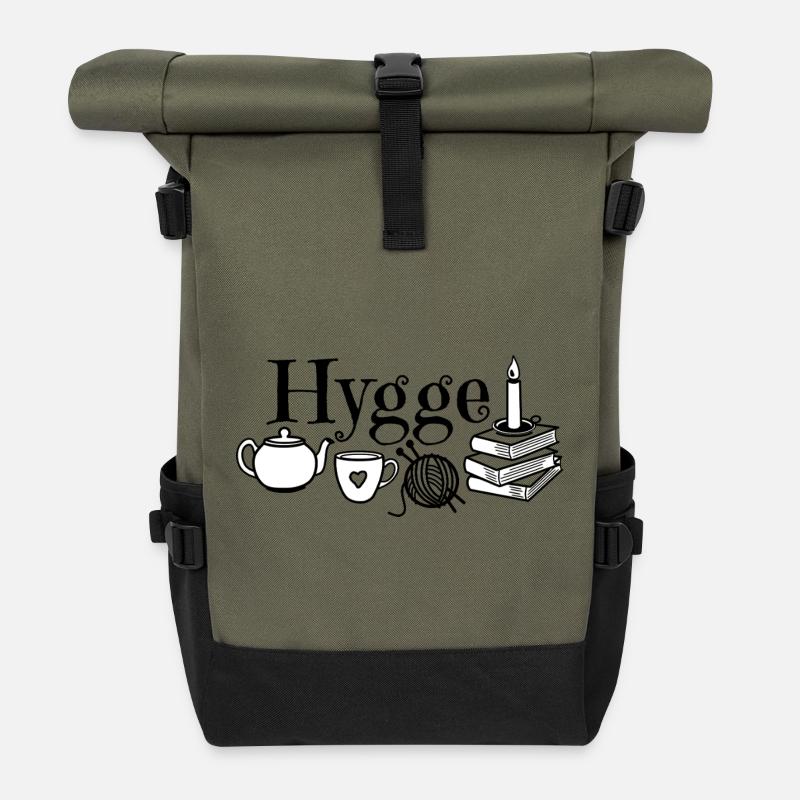 Hygge Motifs - Roll Top Backpack - olive/black