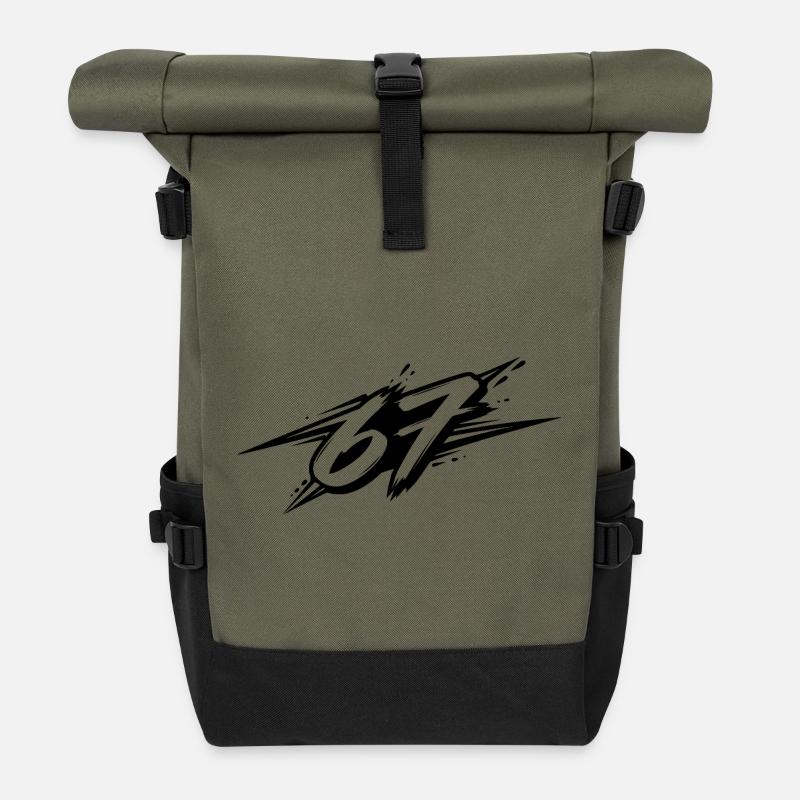 67 / Six Seven / 6-7 - Roll Top Backpack - olive/black