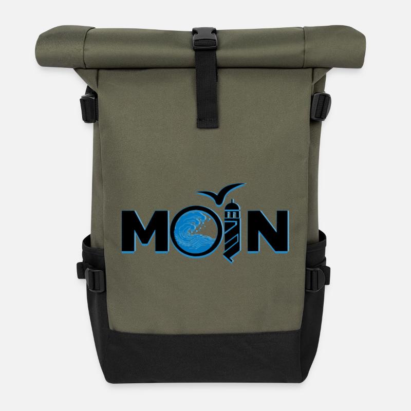Moin Norddeutsch - Rolltop Rucksack - Olive/Schwarz