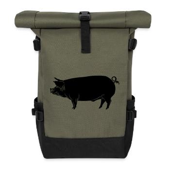 Schweinsschatten-Bild-Logo - Rolltop Rucksack - Olive/Schwarz - Vorne