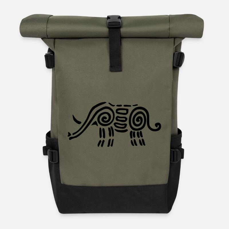Elephant1 - Roll Top Backpack - olive/black