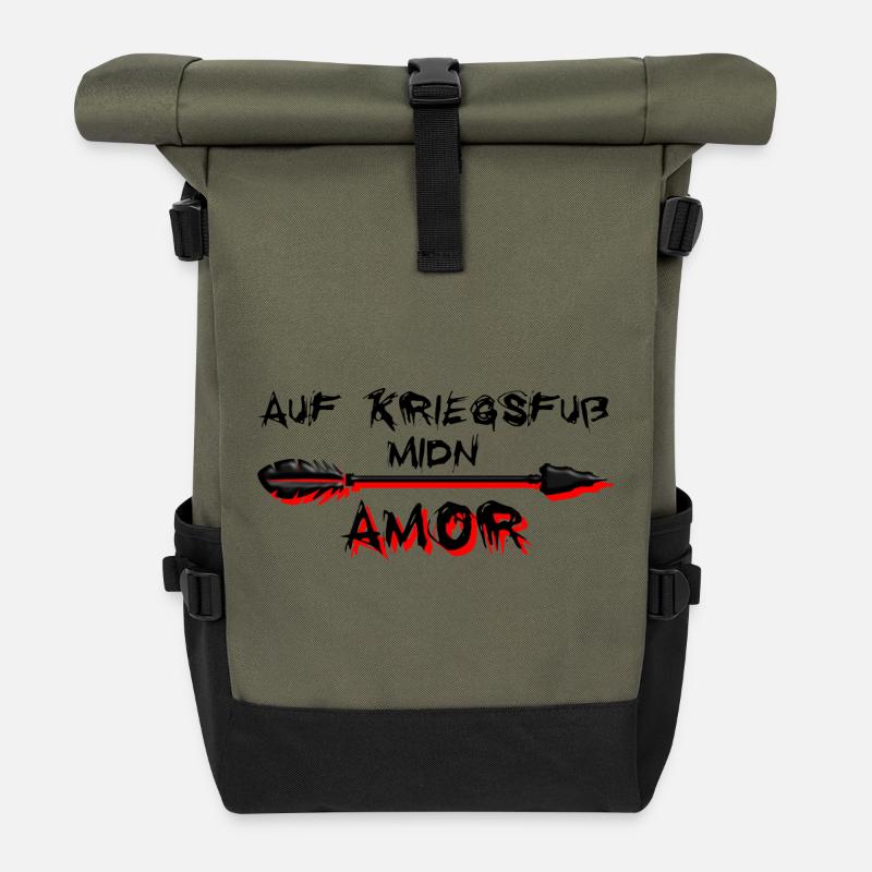 auf Kriegsfuß midn Amor - auf Kriegsfuß mit Amor - Rolltop Rucksack - Olive/Schwarz