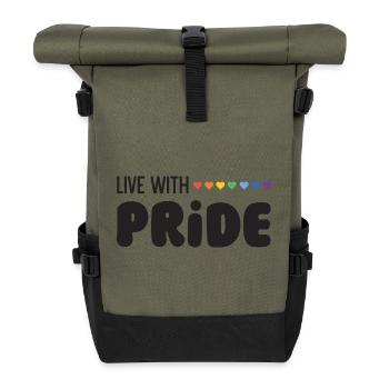 LGBTQ Pride Month - Live with Pride - Roll Top Backpack - olive/black - Front