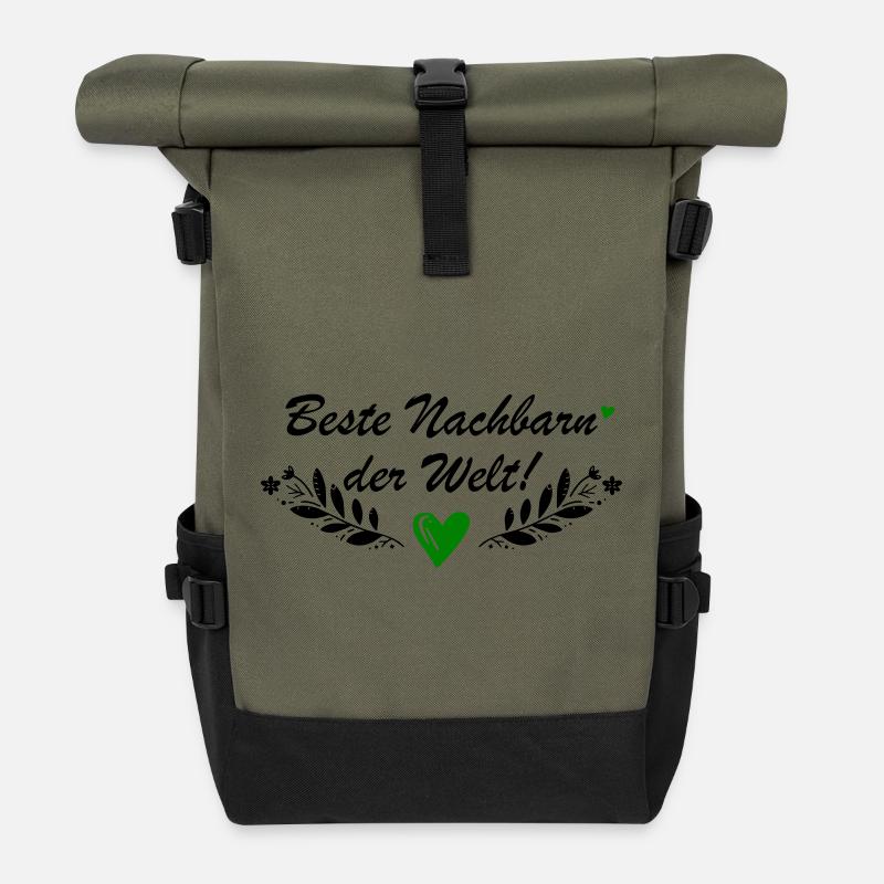 Beste Nachbarn der Welt - Rolltop Rucksack - Olive/Schwarz