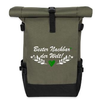 Bester Nachbar der Welt - Rolltop Rucksack - Olive/Schwarz - Vorne
