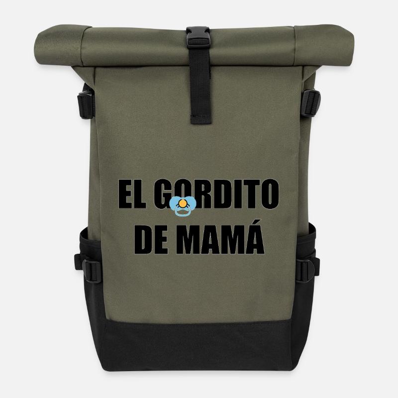Mamas Molliger in SCHWARZ - Rolltop Rucksack - Olive/Schwarz