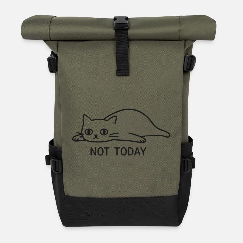 Not Today - Roll Top Backpack - olive/black