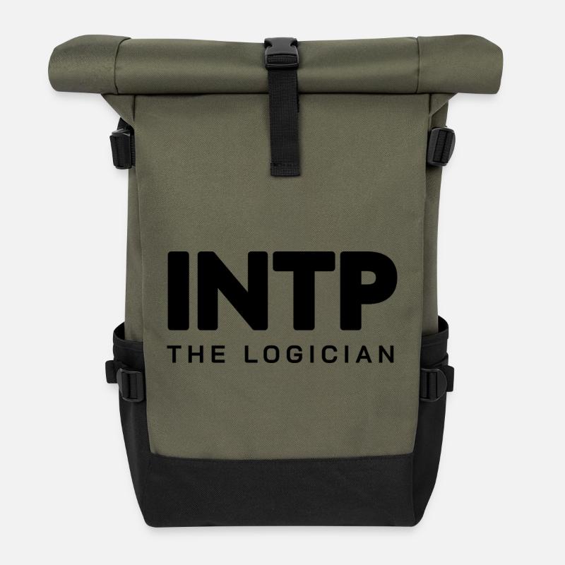 INTP – The Logician | Minimalistisches Design - Rolltop Rucksack - Olive/Schwarz