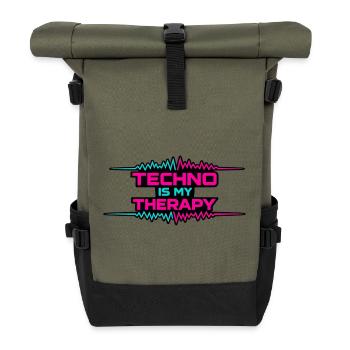 Techno Therapy Neon Pulse - Roll Top Backpack - olive/black - Front