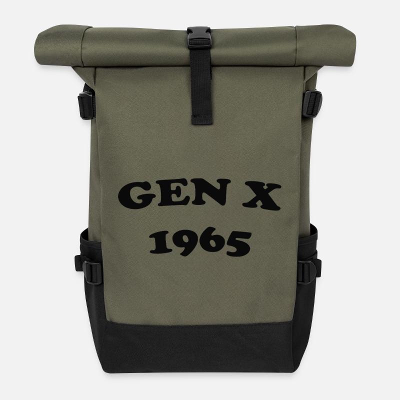 Design rétro d’anniversaire Gen X 1965 - Sac à dos roll top - olive/noir