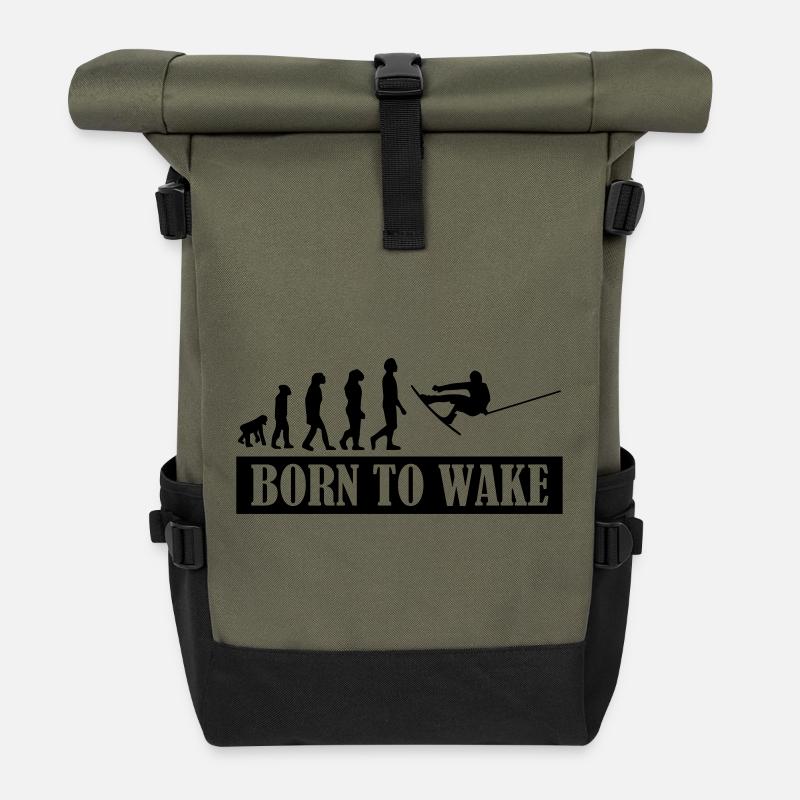 Wakeboard,Shred,Wakeboarder,Wakeboarding,Wake - Sac à dos roll top - olive/noir