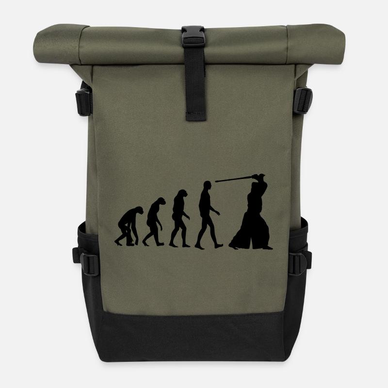 Kendo / Kendoka / Sword / Kampfkünste / Kampf - Rolltop Rucksack - Olive/Schwarz