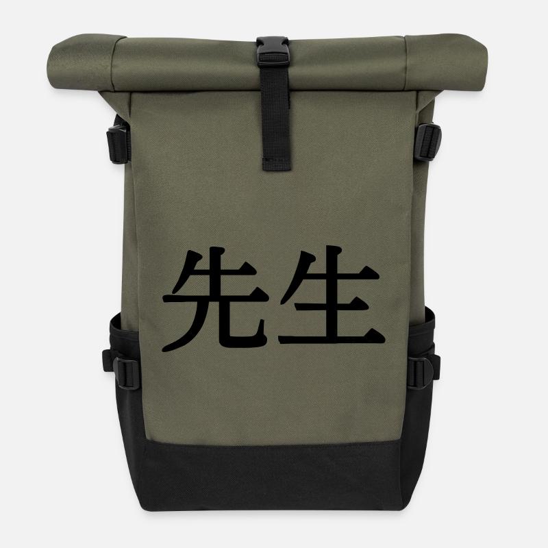 Sensei Lehrer Meister - Rolltop Rucksack - Olive/Schwarz