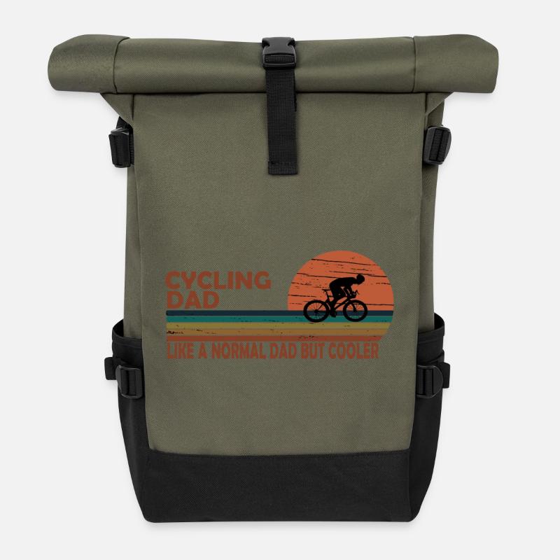Papa cycliste - Sac à dos roll top - olive/noir