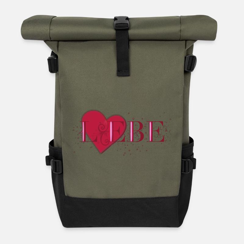 Liebe - Rolltop Rucksack - Olive/Schwarz