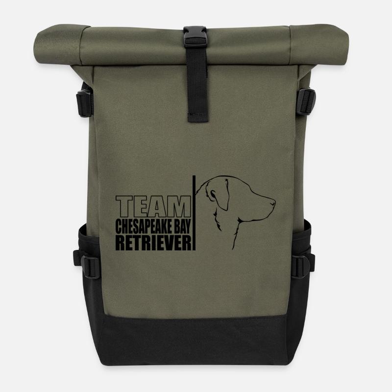 TEAM Chesapeake Bay Retriever Hunde Hund Wilsigns - Rolltop Rucksack - Olive/Schwarz