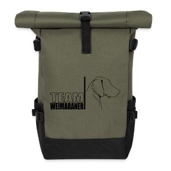 TEAM Weimaraner Hunde Hund Wilsigns - Rolltop Rucksack - Olive/Schwarz - Vorne