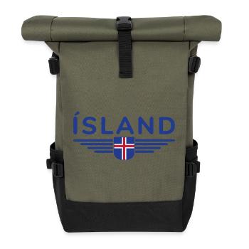 I Love Iceland Design T-Shirt Outfit - Roll Top Backpack - olive/black - Front