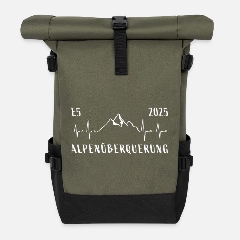 Alpenüberquerung E5 Herzschlag 2025 - Rolltop Rucksack - Olive/Schwarz