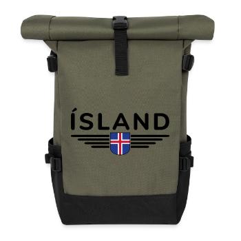 Iceland T-Shirt – Magic of the Northern Lights - Roll Top Backpack - olive/black - Front