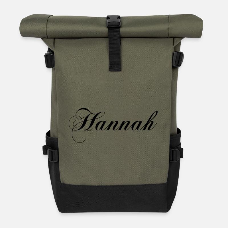 Hannah, your outfit with your name on it - Roll Top Backpack - olive/black