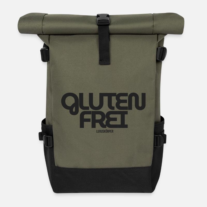 Glutenfreier Luxuskörper - Rolltop Rucksack - Olive/Schwarz