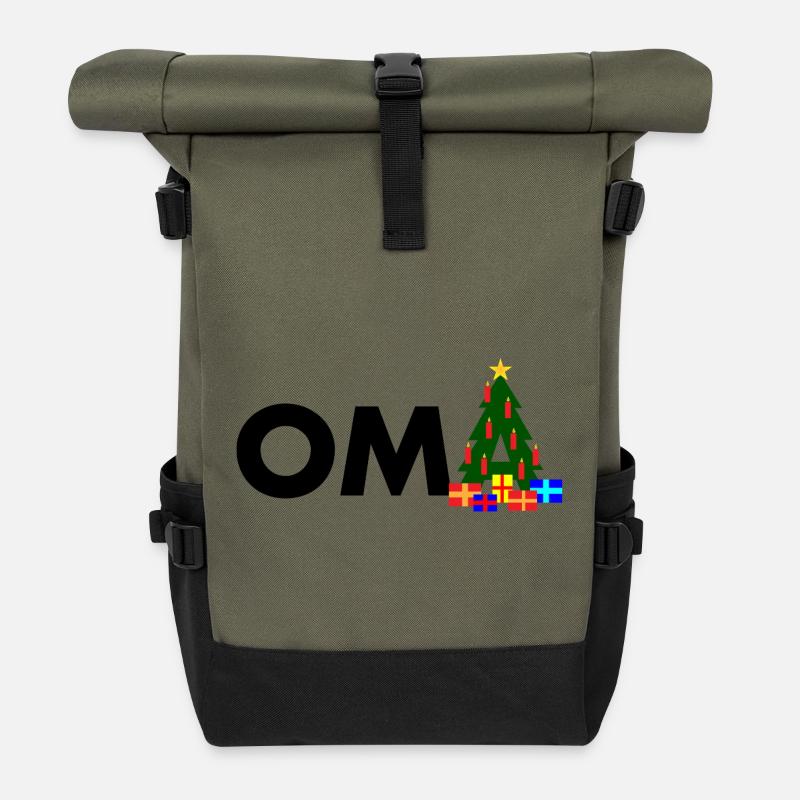 Oma Weihnachtsbaum - Rolltop Rucksack - Olive/Schwarz