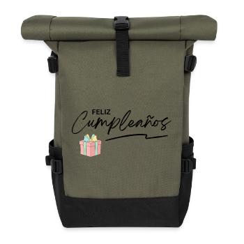Kleines Geschenk im Fokus - Rolltop Rucksack - Olive/Schwarz - Vorne