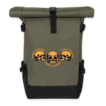 Three Skulls – Skull Trio - Roll Top Backpack - olive/black - Front