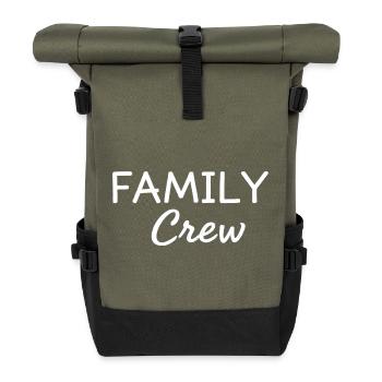 Family Crew Familien Outfit Familie Statement - Rolltop Rucksack - Olive/Schwarz - Vorne