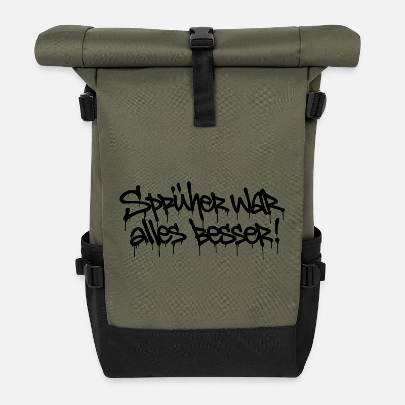 Le pulvérisateur était complètement amélioré ! – Conception de balises de graffiti - Sac à dos roll top - olive/noir