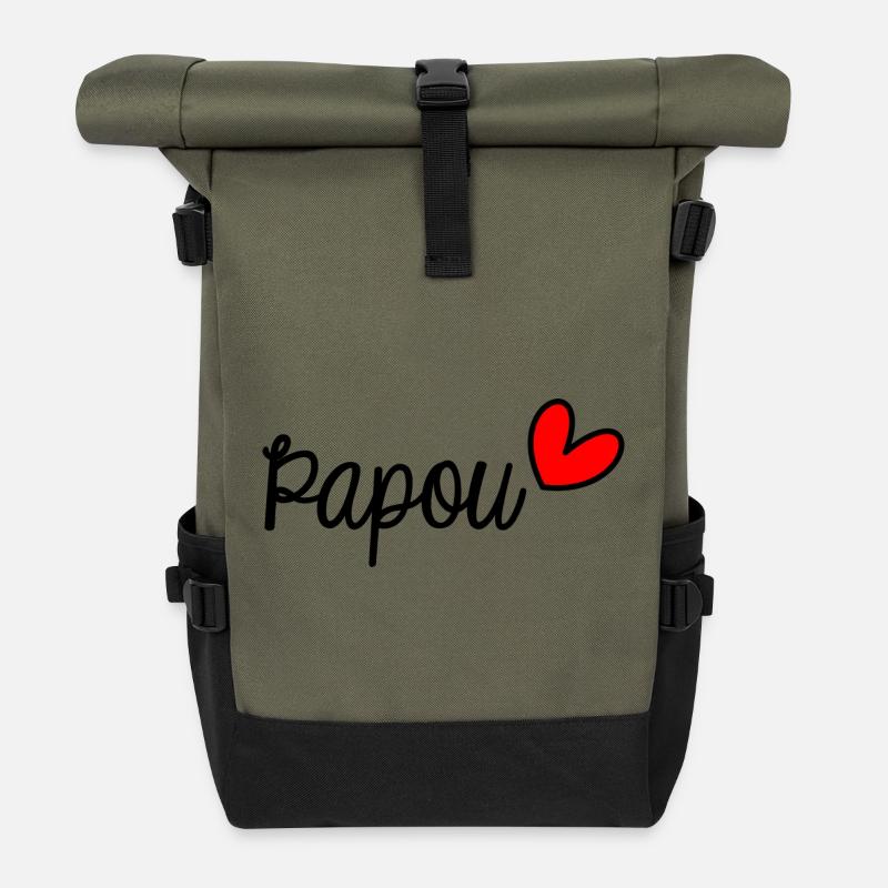 NOËL. ANNEE. ANNIVERSAIRE. RETRAITE. PAPA. MAMAM. - Sac à dos roll top - olive/noir
