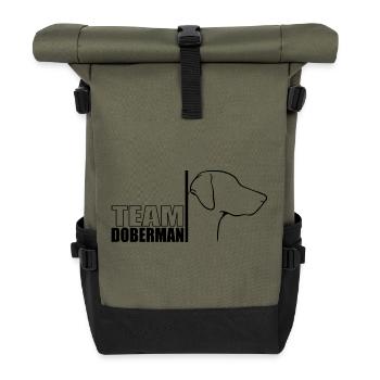TEAM Doberman Profil Hund Hundesport Wilsigns - Rolltop Rucksack - Olive/Schwarz - Vorne