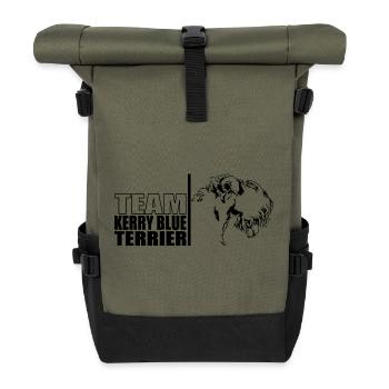 TEAM Kerry Blue Terrier Hunde Hund Wilsigns - Rolltop Rucksack - Olive/Schwarz - Vorne