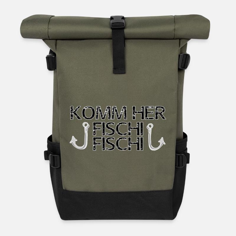 COME HERE FISCHI FISCHI - Roll Top Backpack - olive/black
